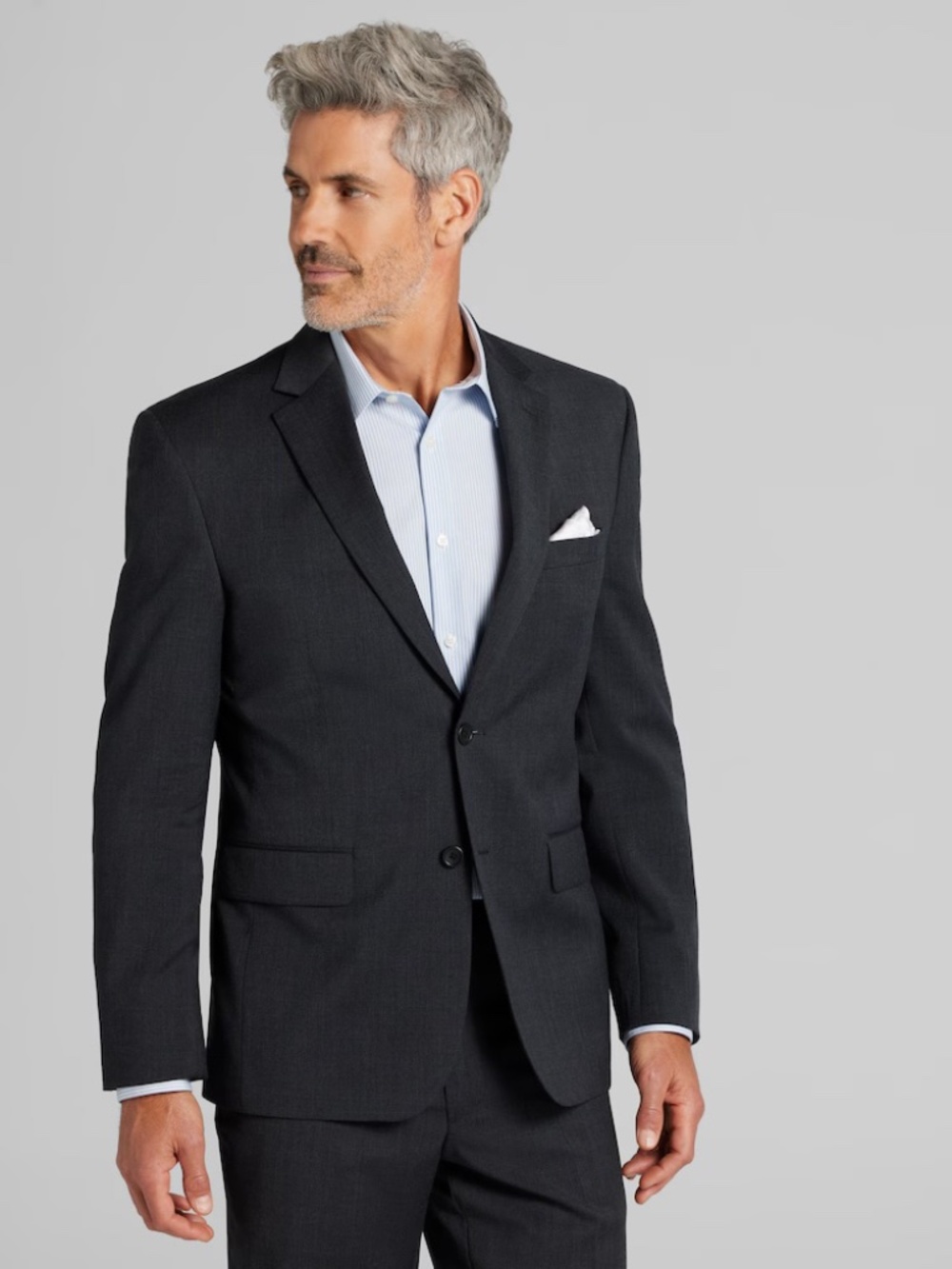 Pronto Uomo Platinum Black Suit Jacket with Notch Lapels, 40 Regular